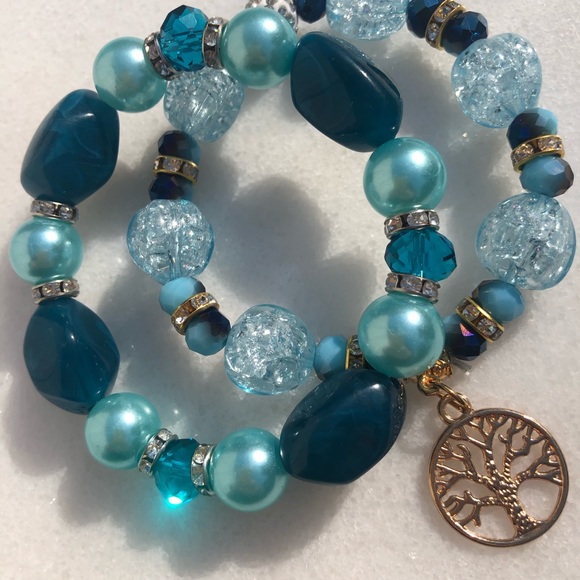 Jewelry - Beautiful lightweight blue beaded bracelets.  Fun and pretty bracelets.